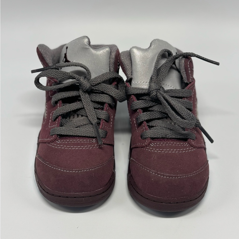 Brand New Burgundy and Gray Jordan Retro 5 Sneakers